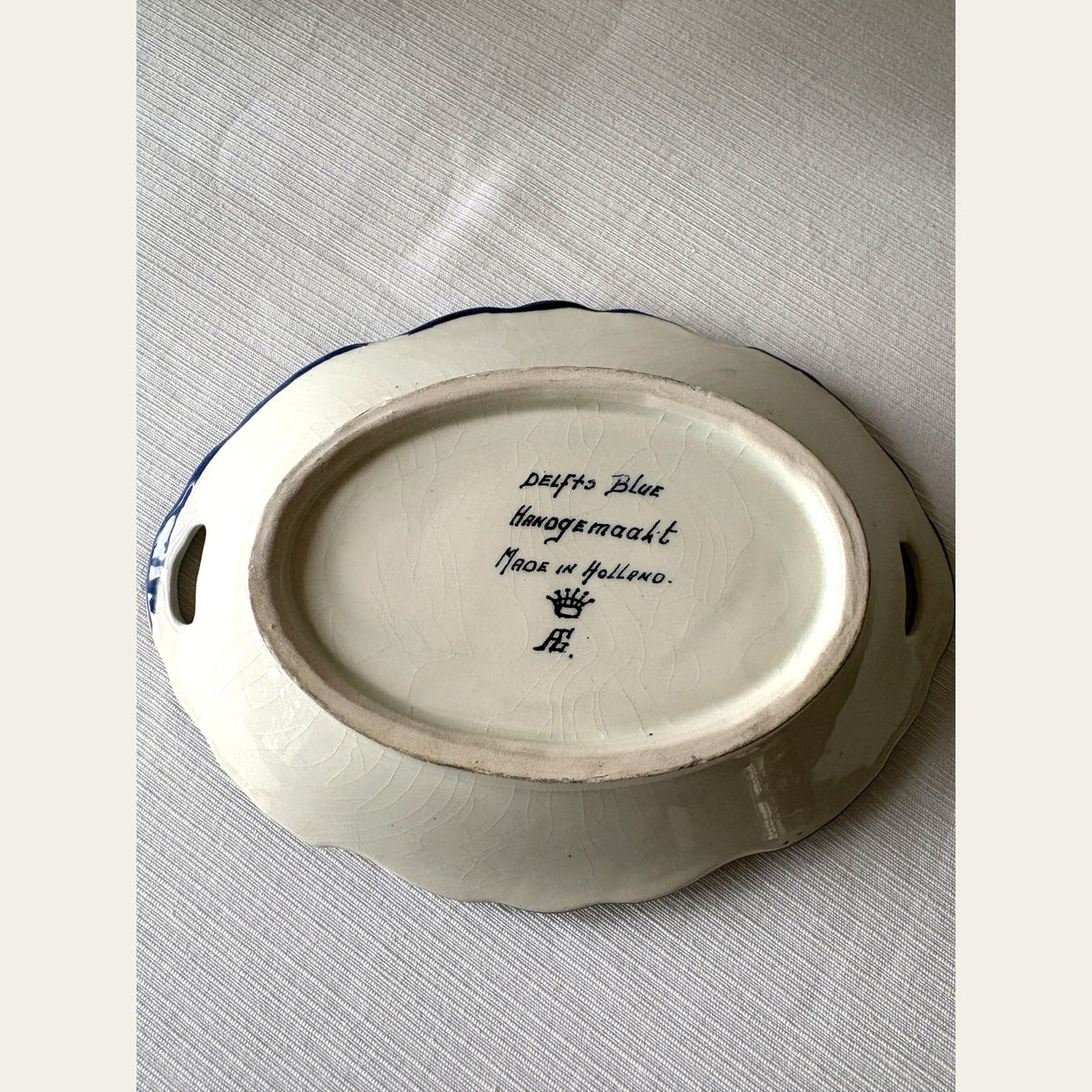 Vintage Delfts Blauw fad med vindmøllemotiv